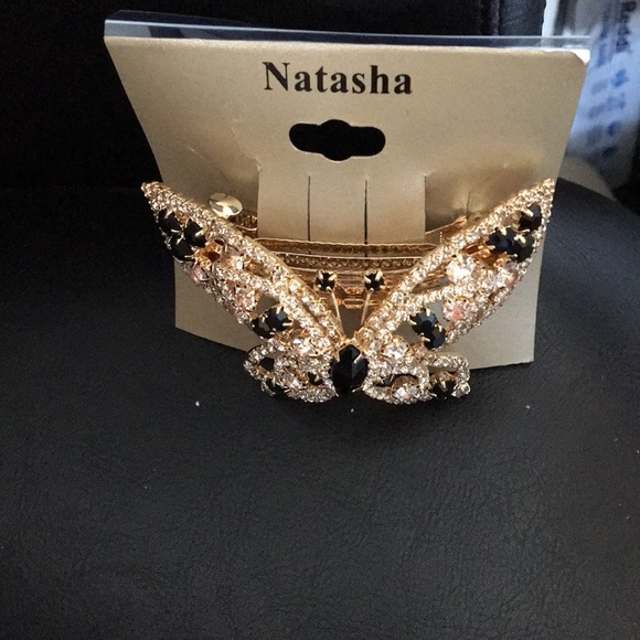 New Natasha Elegant Butterfly Hair Barrette Crysta - Picture 2 of 2
